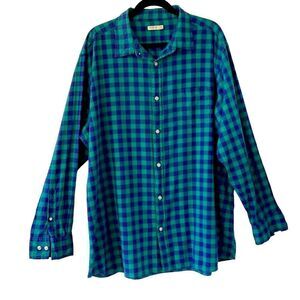 Sonoma Lifestyle aqua and purple gingham 100% cotton long sleeve XXL